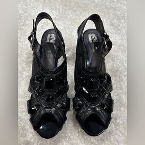 R2 Black Bejeweled Heels